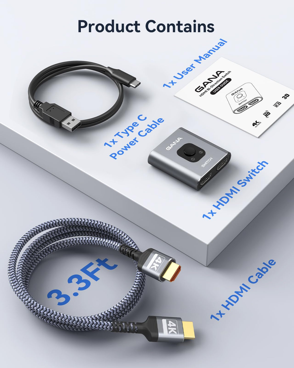 GANA HDMI Switch compact design saves desk space