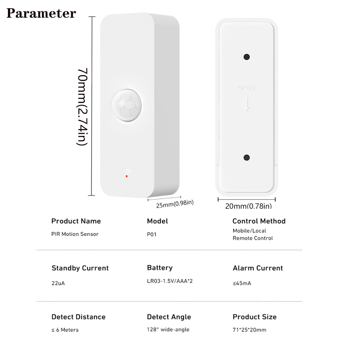 Gaoducash Smart PIR Motion Sensor ships with batteries included for immediate setup.