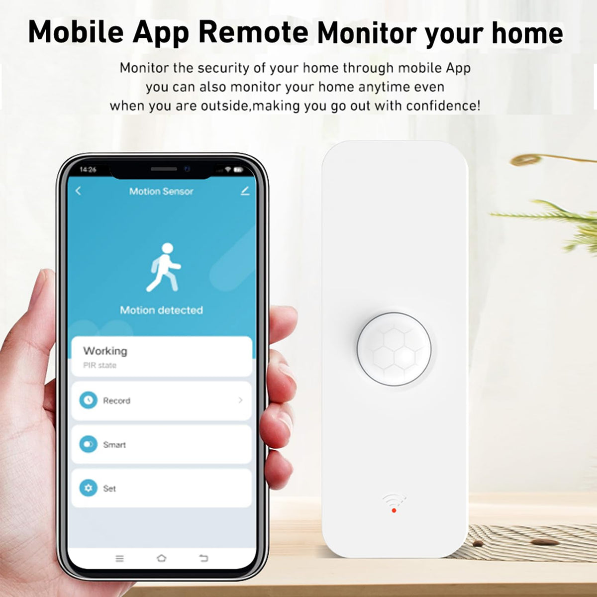 Gaoducash Smart PIR Motion Sensor installation view shows easy mounting options for doors or walls.