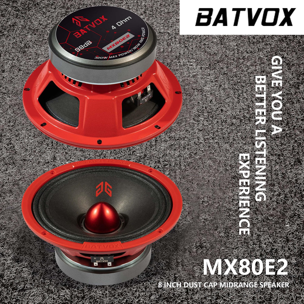 Gaooger MX80E2 4-ohm impedance label showing amplifier compatibility.