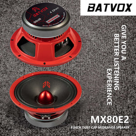 Gaooger MX80E2 4-ohm impedance label showing amplifier compatibility.