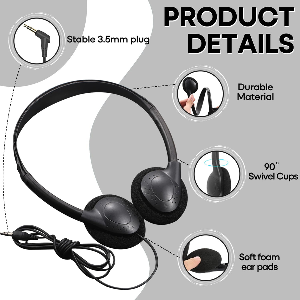 Gaosen adjustable headband size comparison fitting children and teens