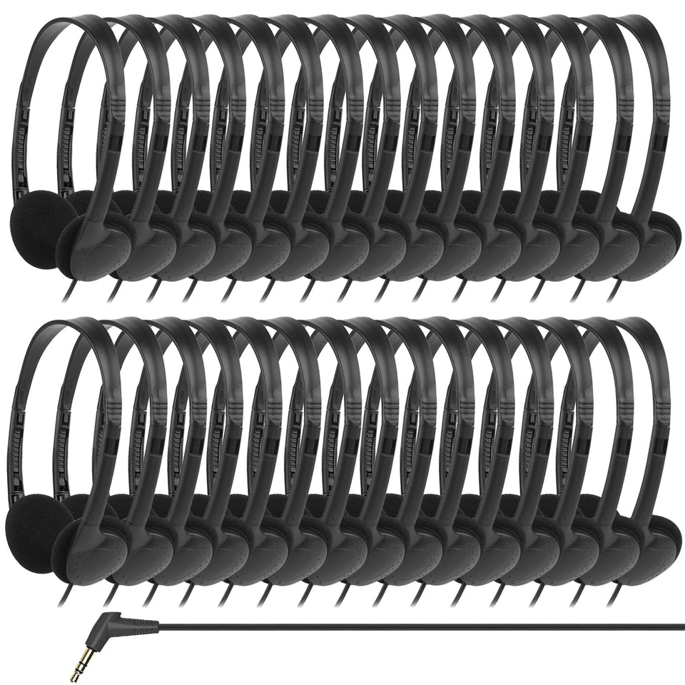 Gaosen front packaging showing 30-pack classroom headphones and bulk savings
