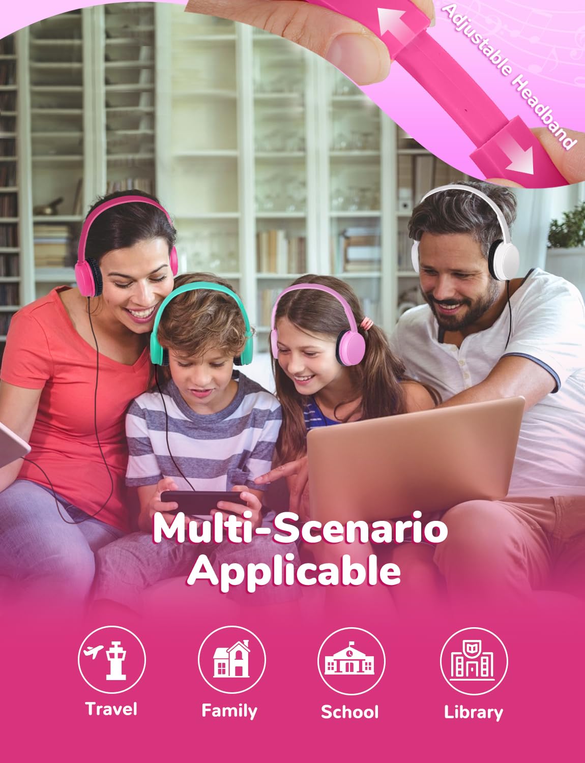 Gaosen headphones compatible with most devices for learning and entertainment.