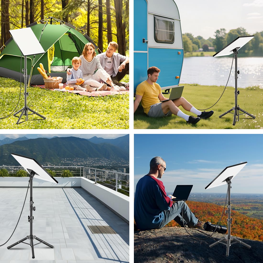 Gaoymsym tripod next to RV showing size and travel-friendly design