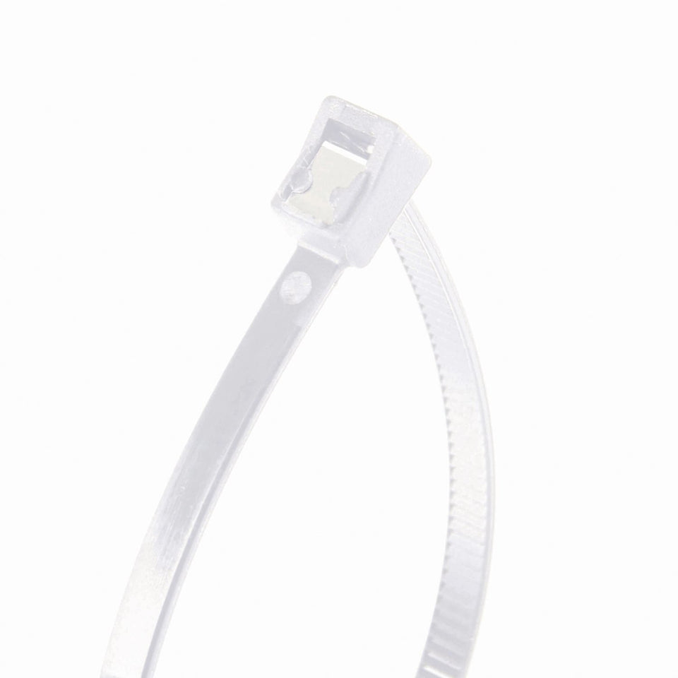 Gardner Bender front packaging showing 14-inch clear ties and 50-pack benefit