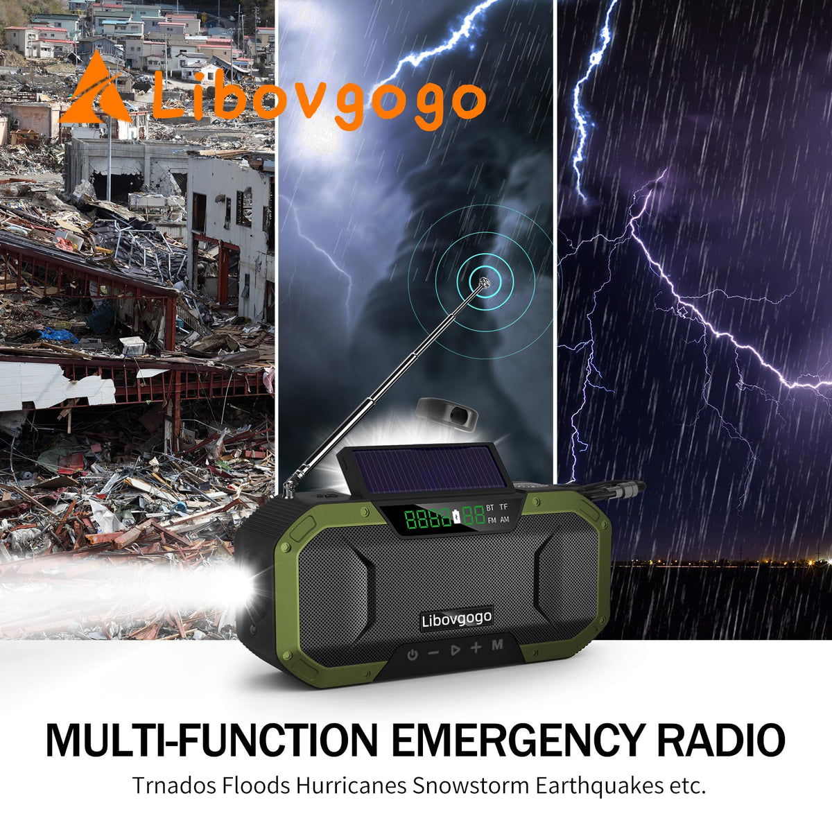 Garinosen emergency radio shows NOAA stations for timely weather updates.