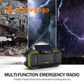 Garinosen emergency radio shows NOAA stations for timely weather updates.