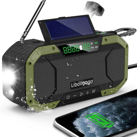 Garinosen emergency radio with waterproof Bluetooth speaker for outdoor reliability.