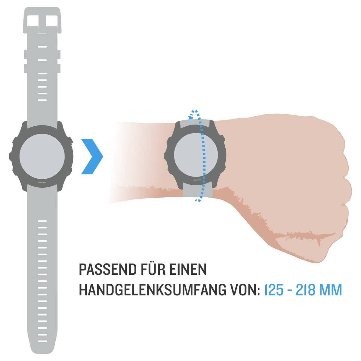 Garmin stainless-steel buckle detail showing durable polished hardware