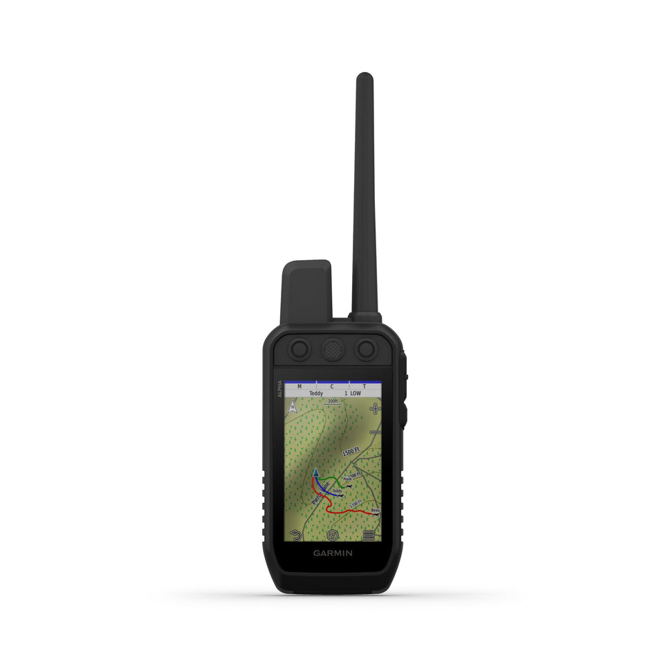Garmin Alpha 200 Plus handheld with a bright 3.5-inch display for field tracking.