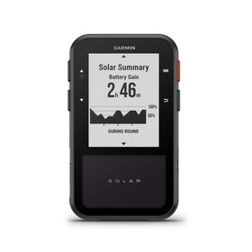 Garmin Golf app pairing provides wind data and live scoring.