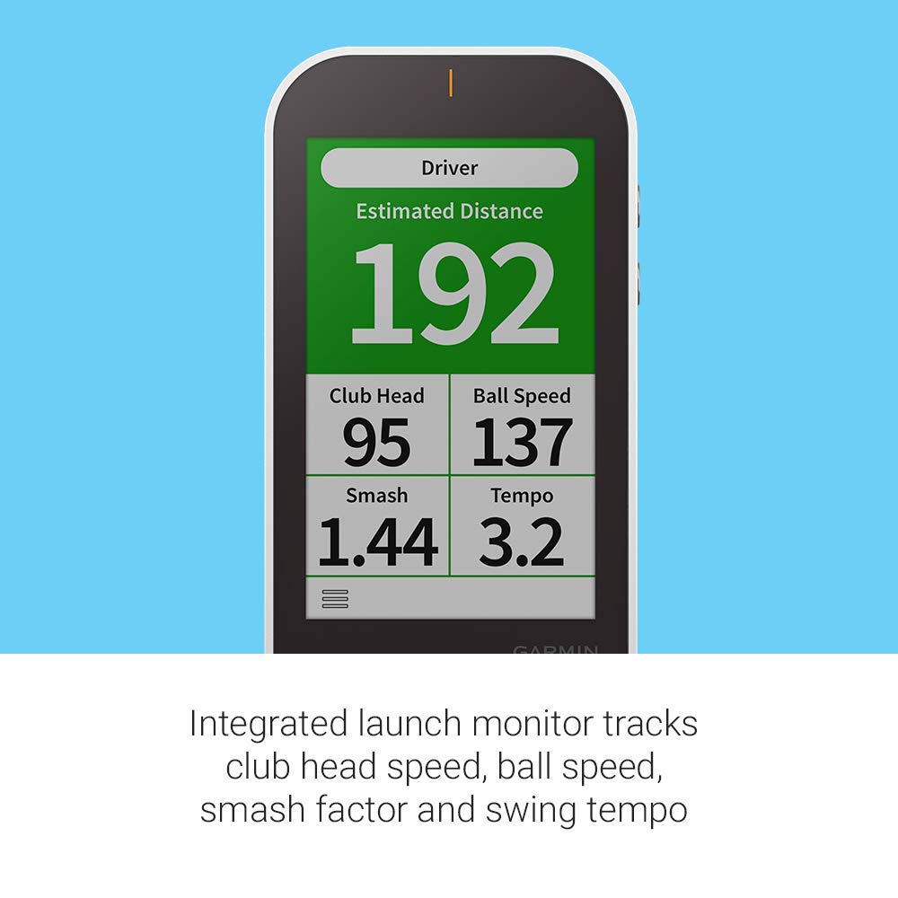 Garmin Approach G80 battery life graphic highlighting up to 15 hours of GPS use.