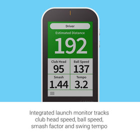 Garmin Approach G80 battery life graphic highlighting up to 15 hours of GPS use.