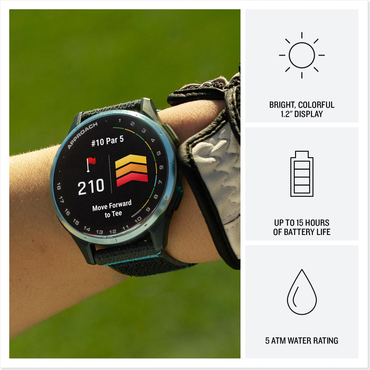 Garmin Approach J1 AMOLED display provides clear distances for learning