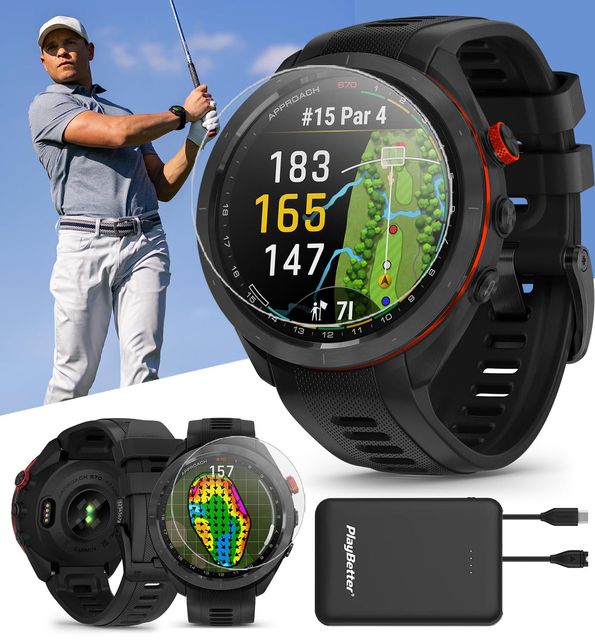 Garmin Approach S70 AMOLED display enhances readability in sunlight