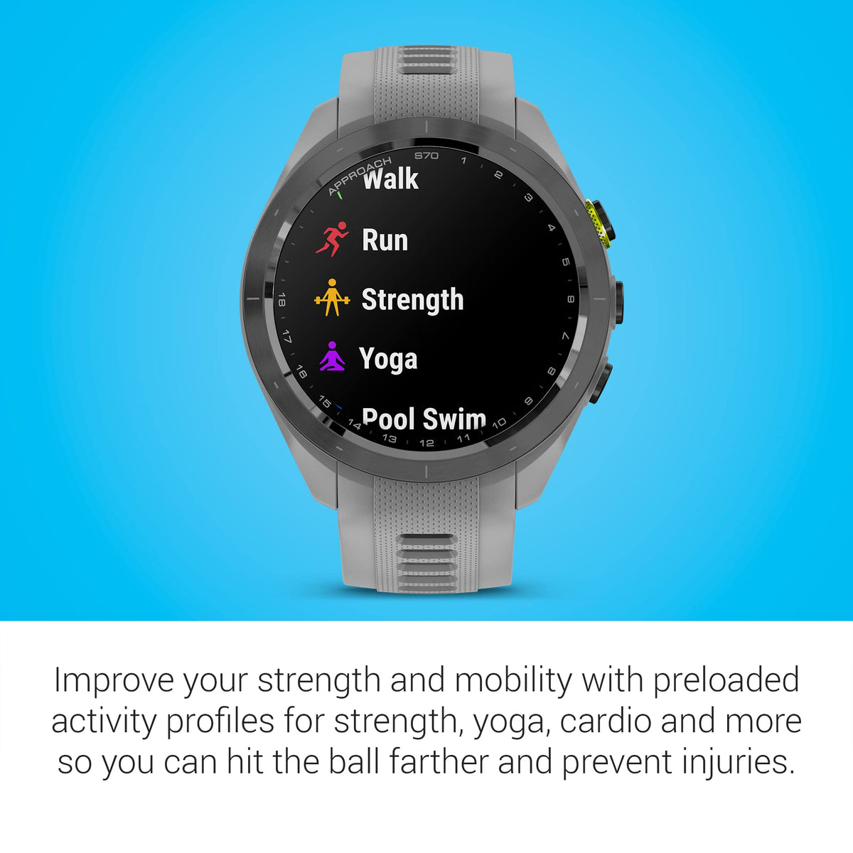 Garmin Approach S70 green contour data aids reading slope on greens.