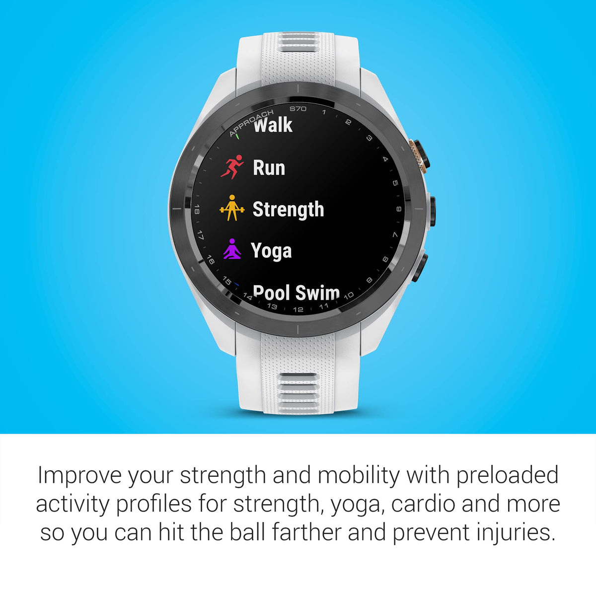 Garmin Approach S70 green contour data reveals slope direction on select courses.
