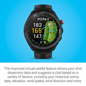 Garmin Approach S70 enhanced virtual caddie uses shot data to suggest clubs.