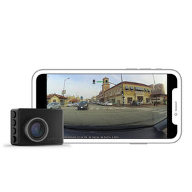 Garmin Dash Cam 47 front view showing compact design and button layout benefits visibility