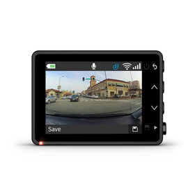 Garmin Dash Cam 47 side mount detail demonstrating secure windshield attachment for steady footage