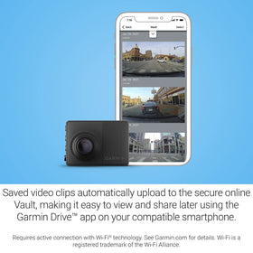 Garmin Dash Cam 67W compact, discreet windshield mount fits any vehicle interior.