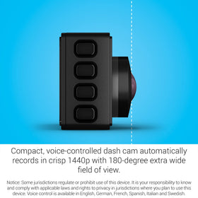 Garmin Dash Cam 67W voice control enables hands-free use on the go.