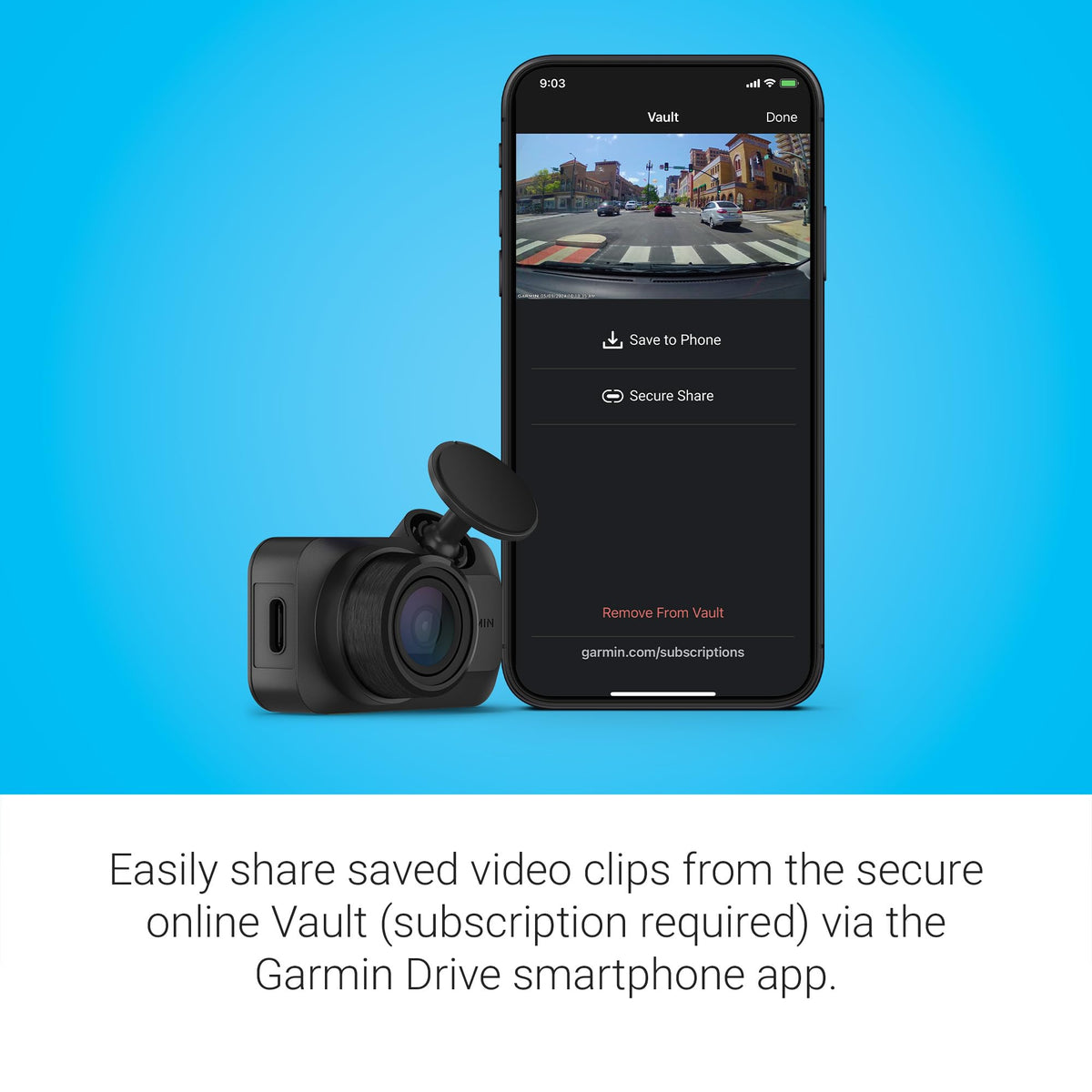 Garmin Dash Cam Mini 3 supports voice control for hands-free operation and quick saves.