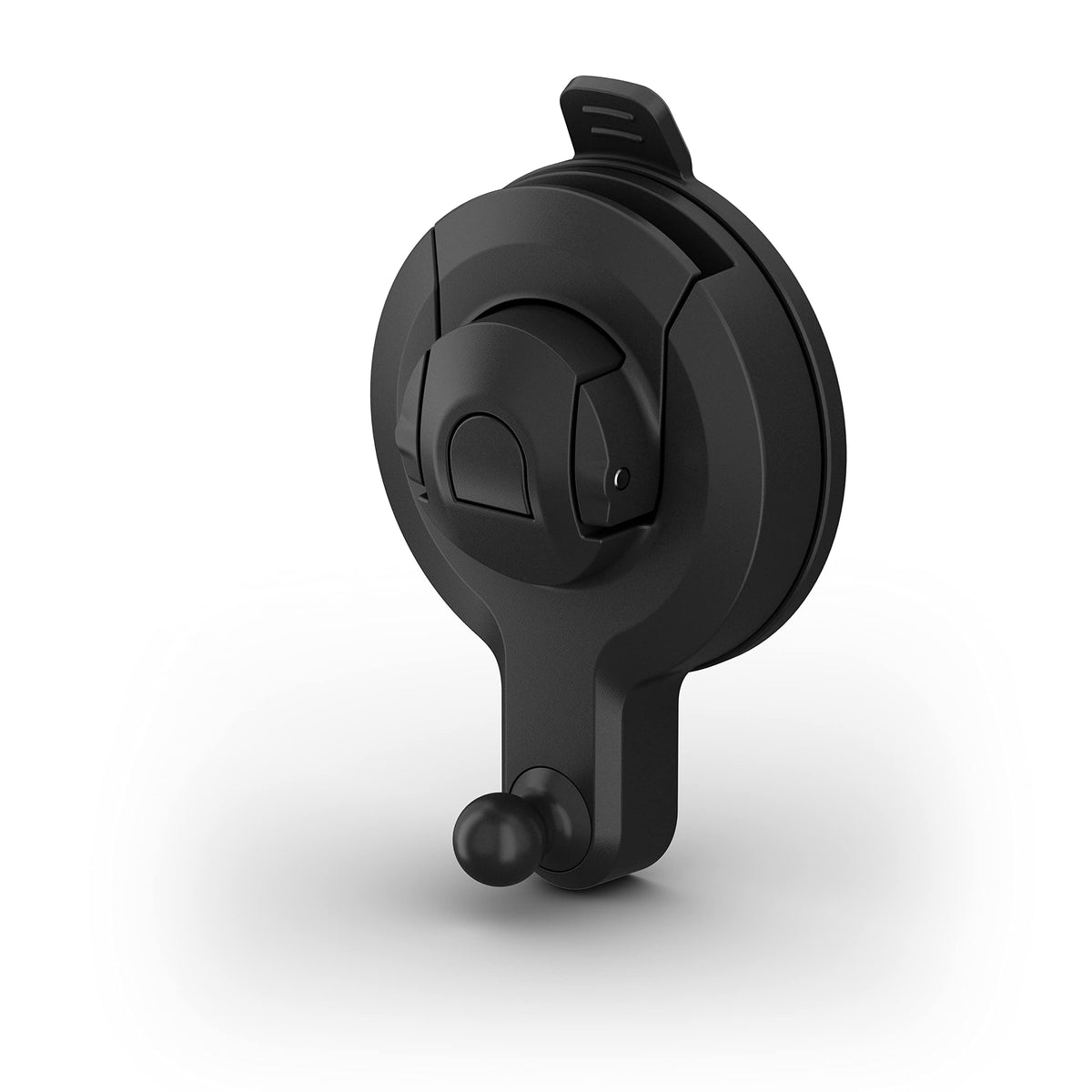 Garmin suction cup mount on windshield showing secure attachment and flexible positioning