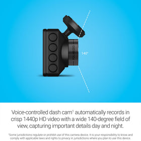 Garmin Dash Cam X210 LCD display for quick clip previews and navigation.
