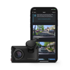 Garmin Dash Cam X210 side profile highlighting discreet windshield integration.