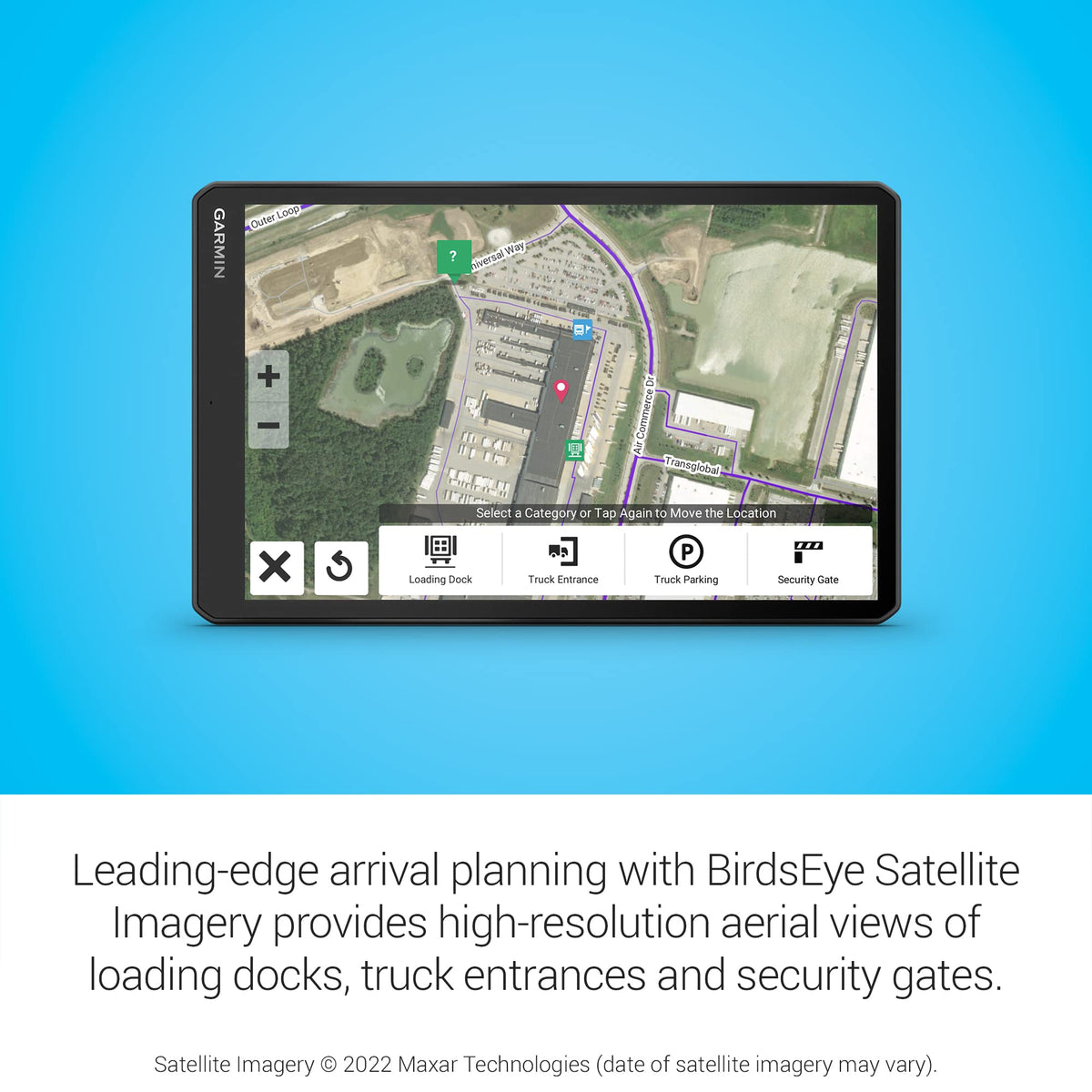 Garmin dezl OTR1010 split screen view adds weather context beside the map