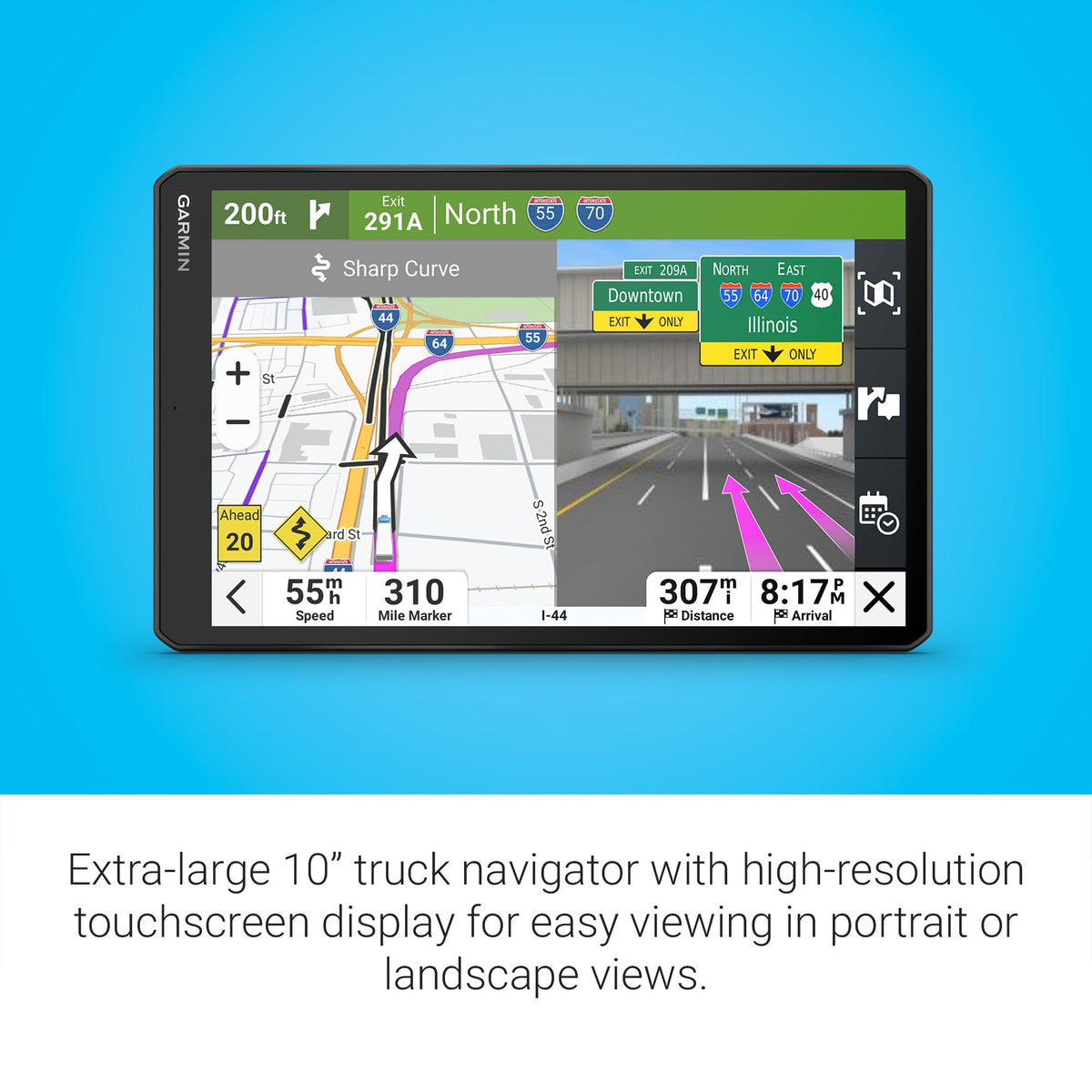 Garmin dēzl OTR1020 BirdsEye satellite imagery supports precise destination planning