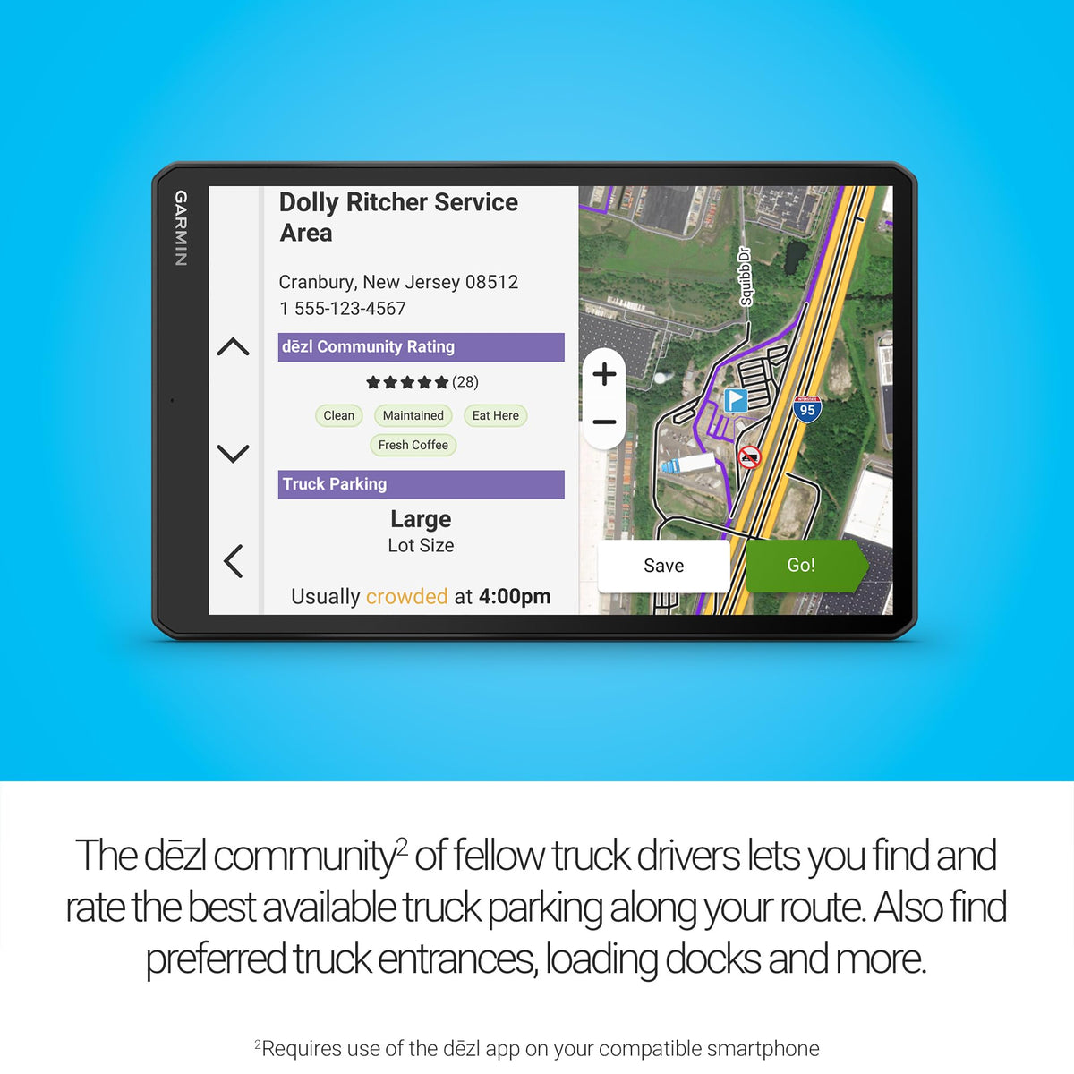 Garmin dēzl OTR1020 wind speed overlay alerts you to gusts