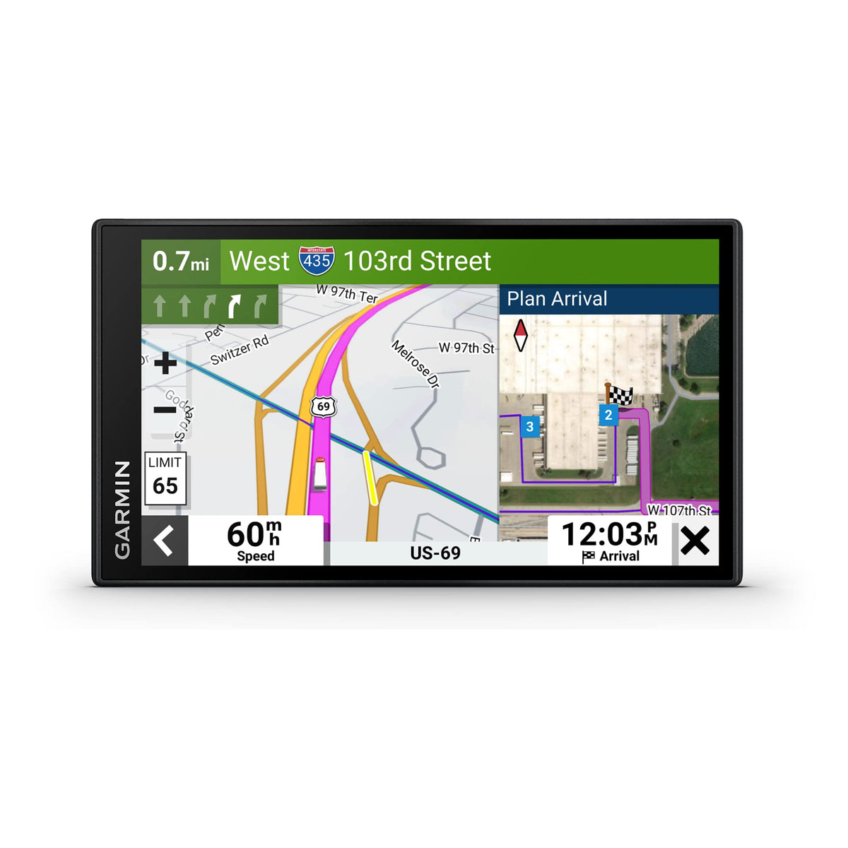 Garmin dezl OTR610 6-inch display shows clear truck navigation for drivers