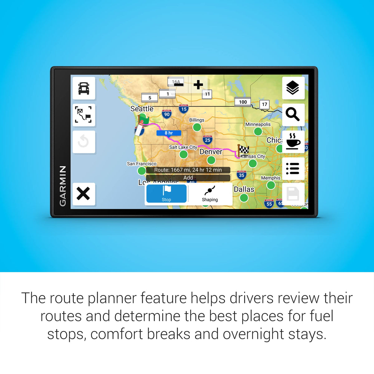North America map updates on Garmin dezl OTR610 cover US, Canada, Mexico