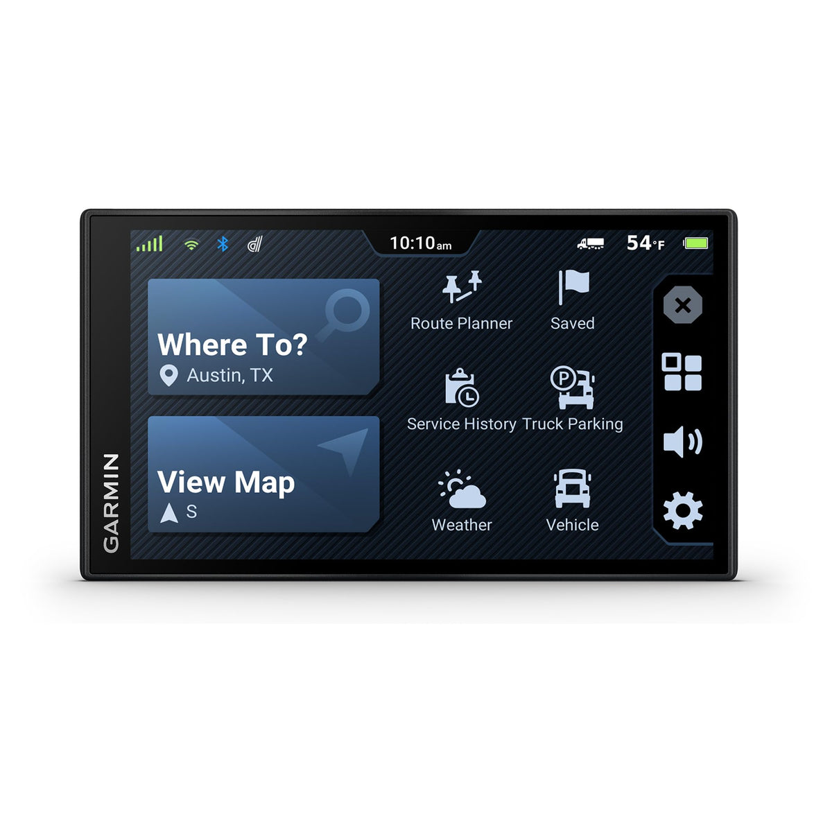 Garmin dēzl OTR620 with custom truck routing adapts to truck size and weight.