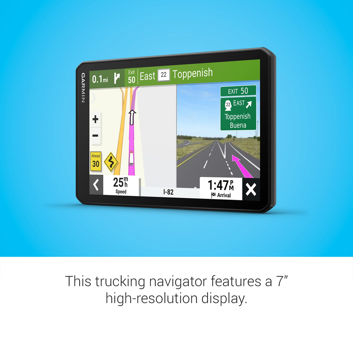 Garmin dezl OTR710 BirdsEye imagery shows docks and gates from above