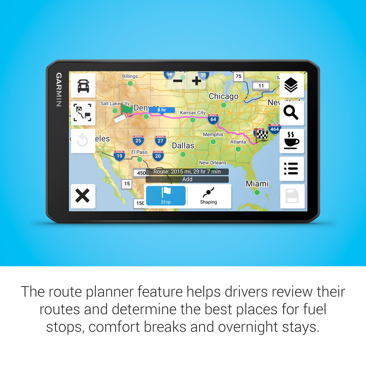 Garmin dezl OTR710 PrePass notifications for weigh station planning