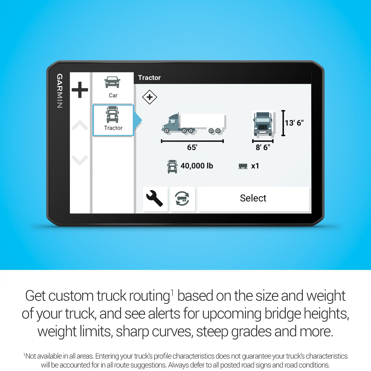 Garmin dezl OTR710 route planner for fuel and breaks