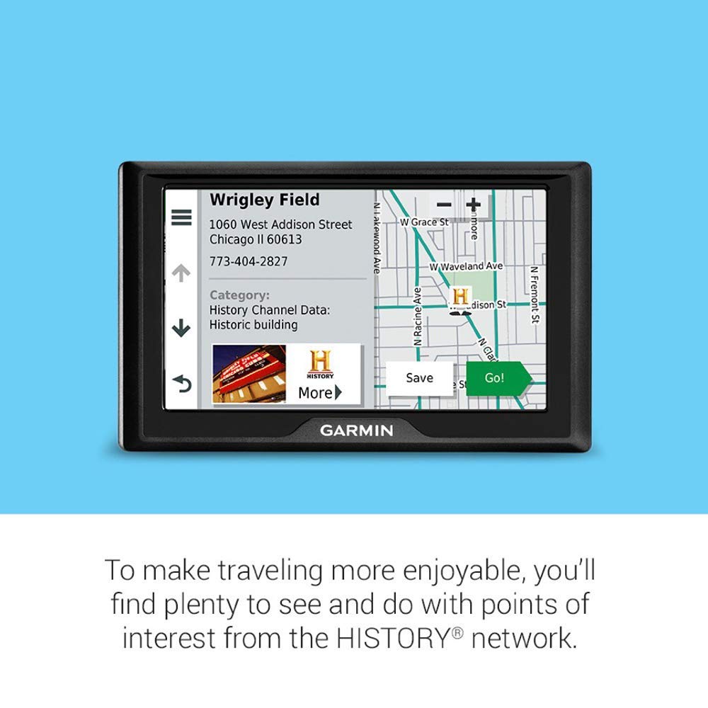 Garmin Drive 52 in-vehicle view illustrating built-in traffic updates without a phone.