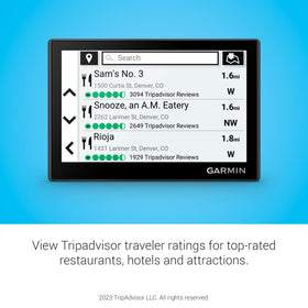 Garmin Drive 53 TripAdvisor ratings featured for nearby restaurants and attractions