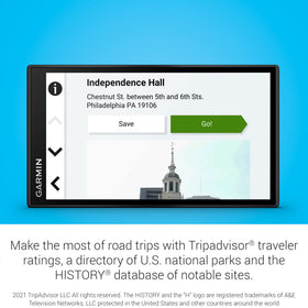 Garmin DriveSmart66 Drive app connects to live traffic, fuel, and parking updates.