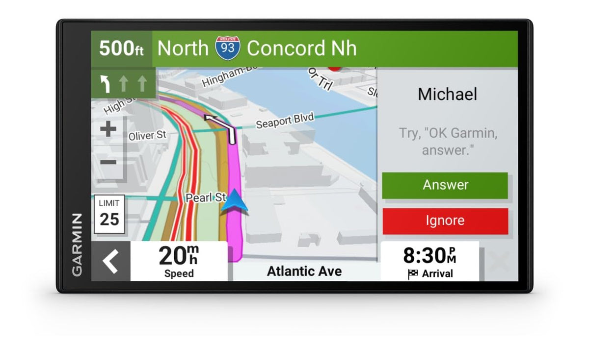 Garmin DriveSmart 55 EX weather forecast shows conditions ahead