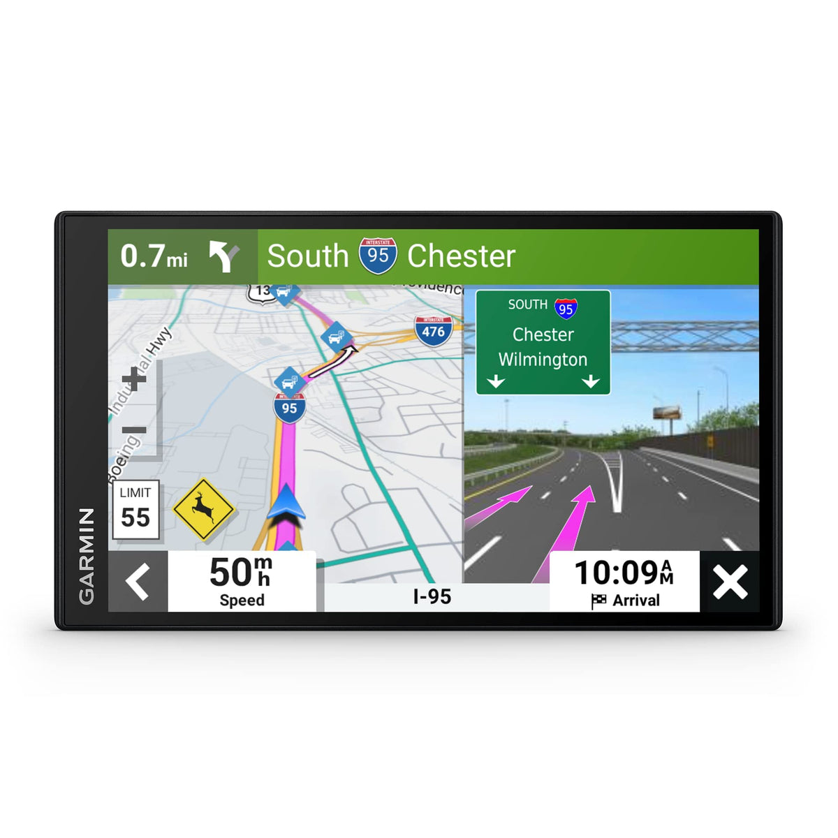Garmin DriveSmart 76 dashboard view with North America maps for reliable navigation