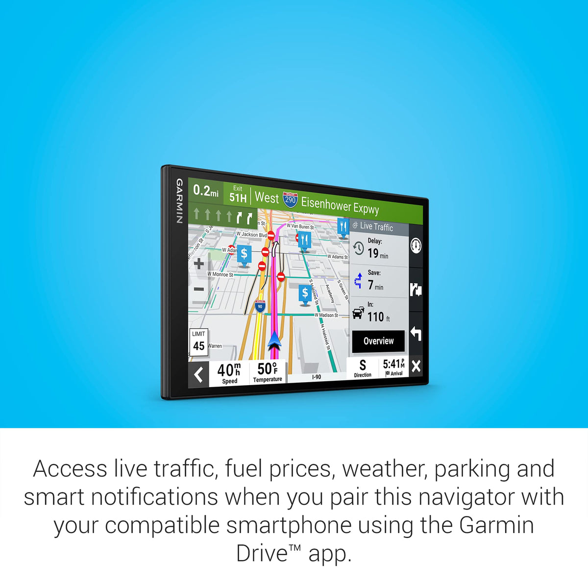 Garmin DriveSmart 86 Alexa built-in for hands-free music and news.