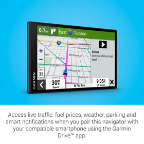 Garmin DriveSmart 86 dual USB charger keeps devices powered on trips.