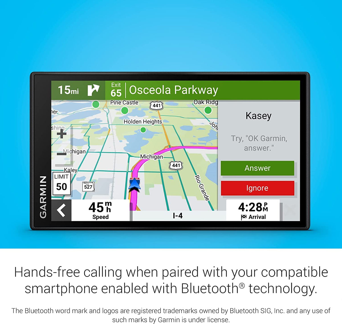 Garmin DriveSmart 66 EX history database highlights notable sites along your route.