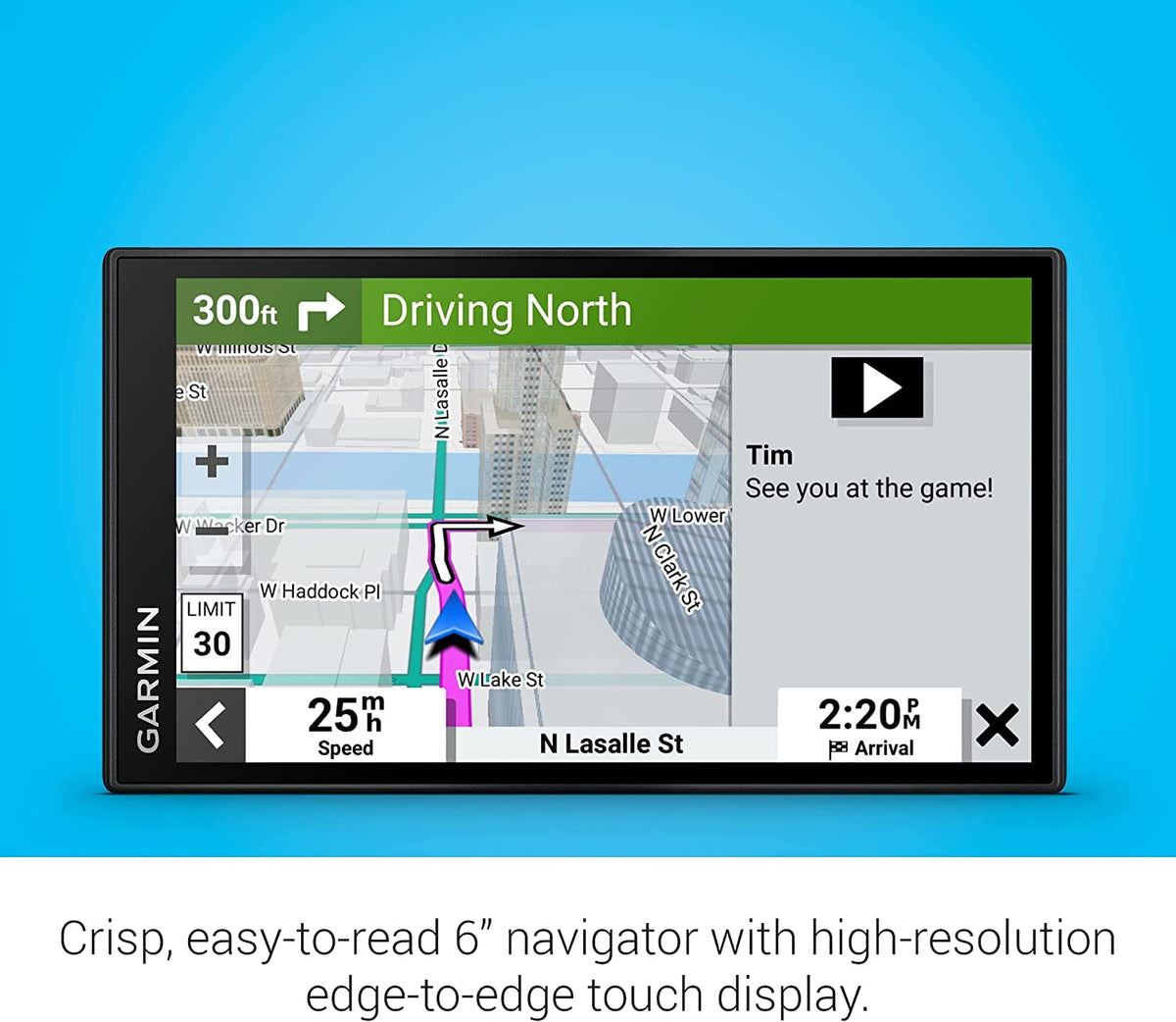 Garmin DriveSmart 66 EX lane guidance helps you stay in the correct lane.