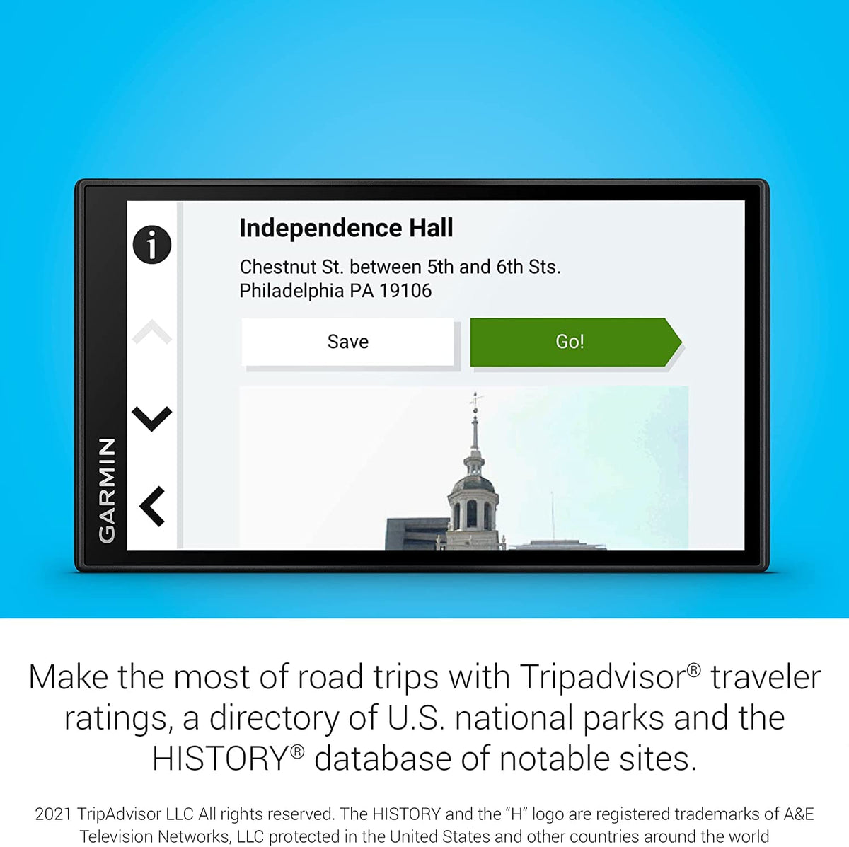 Garmin DriveSmart 66 EX TripAdvisor ratings suggest great stops along the way.